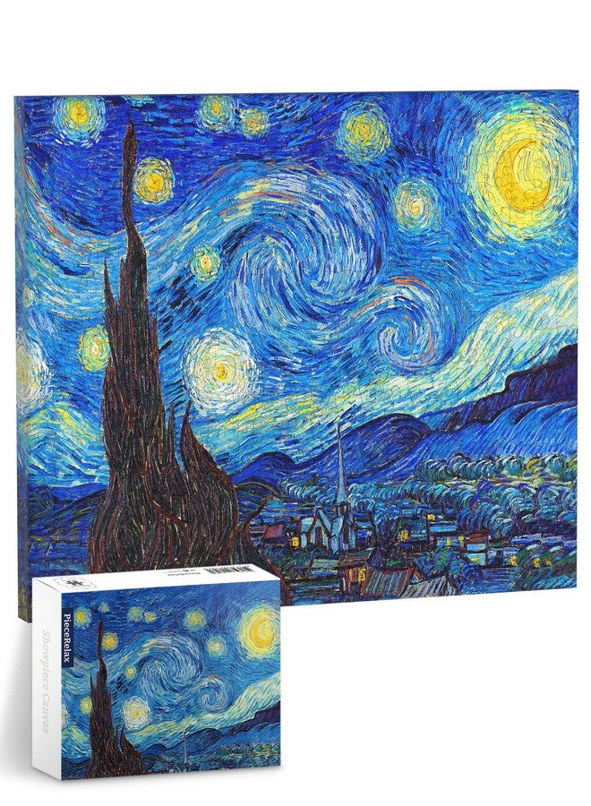 PieceRelax Puzzle Canvas Wall Art 366 Plastic Pieces for Adults - Vincent Van Gogh - The Starry Night - Unique Gift & Home Décor with Jigsaw Puzzle Artwork for Living Room Bedroom [HN1306] - Image 1